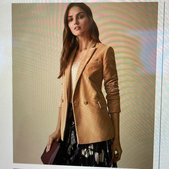 Reiss Aubrie double breasted velvet jacket/blazer, in peach/pink color - Picture 3 of 17